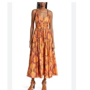 Ulla Johnson Valentina Dress Women 10 Red Topaz Boho Cotton Midi Party No ROPE